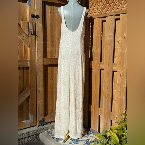 🆕 SIMKHAI 🧿 NWOT Bex Sequined Embellished Maxi Dress, Ivory - Sz US 10 - Picture 5 of 14